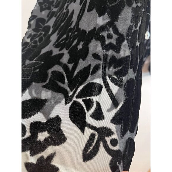 Suchada Burnout Floral Top M Black Preppy Western Boho Whimsigoth Classic 80s - Picture 4 of 11